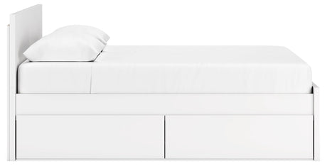 Onita White Queen Panel Platform Bed with 1 Side Storage - Ornate Home