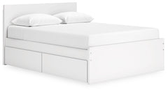 Onita White Queen Panel Platform Bed with 2 Side Storage - Ornate Home