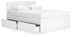 Onita White Queen Panel Platform Bed with 2 Side Storage - Ornate Home