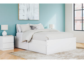 Onita White Queen Platform Bed with 1 Side Storage - Ornate Home