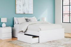 Onita White Queen Platform Bed with 1 Side Storage - Ornate Home