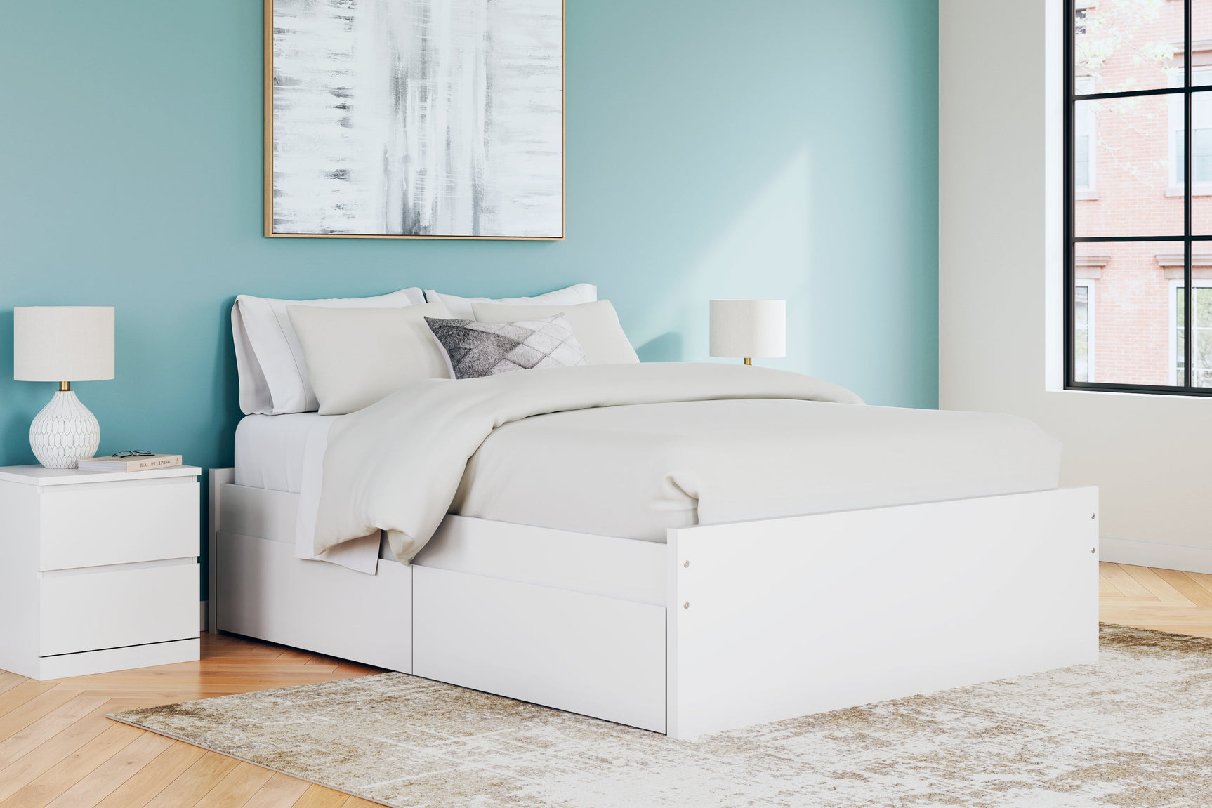 Onita White Queen Platform Bed with 2 Side Storage (Online Special Price) - Ornate Home