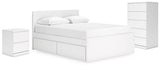 Onita White Queen Storage Bed, Chest and Nightstand - Ornate Home