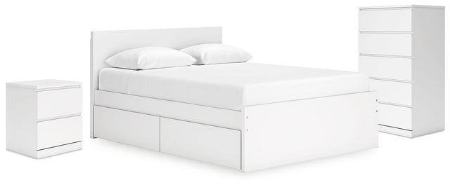 Onita White Queen Storage Bed, Chest and Nightstand - Ornate Home