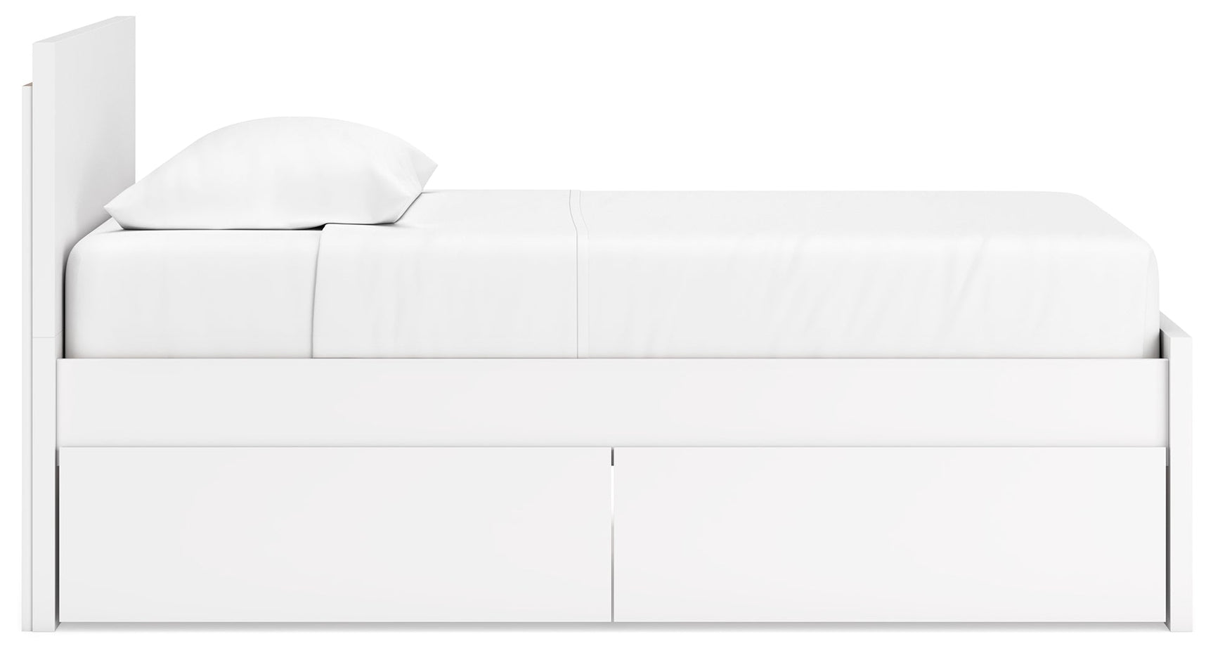 Onita White Twin Panel Platform Bed with 1 Side Storage (Online Special Price) - Ornate Home