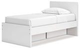 Onita White Twin Panel Platform Bed with 1 Side Storage (Online Special Price) - Ornate Home