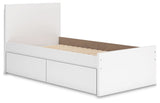 Onita White Twin Panel Platform Bed with 1 Side Storage (Online Special Price) - Ornate Home
