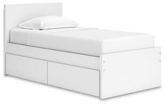 Onita White Twin Panel Platform Youth Bed with 1 Side Storage - Ornate Home