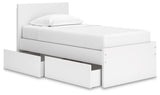Onita White Twin Panel Platform Youth Bed with 1 Side Storage - Ornate Home