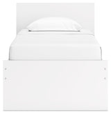 Onita White Twin Panel Platform Youth Bed with 1 Side Storage - Ornate Home