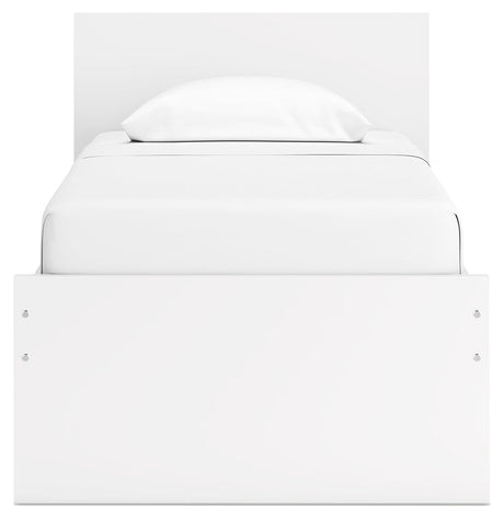 Onita White Twin Panel Platform Youth Bed with 1 Side Storage - Ornate Home