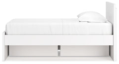 Onita White Twin Panel Platform Youth Bed with 1 Side Storage - Ornate Home