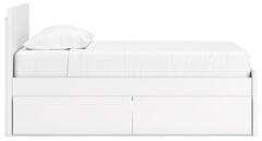 Onita White Twin Panel Platform Youth Bed with 1 Side Storage - Ornate Home