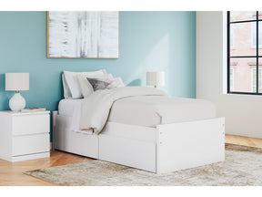 Onita White Twin Platform Bed with 1 Side Storage (Online Special Price) - Ornate Home