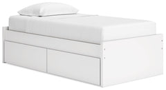Onita White Twin Platform Youth Bed with 1 Side Storage - Ornate Home