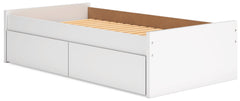Onita White Twin Platform Youth Bed with 1 Side Storage - Ornate Home