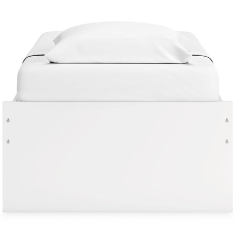 Onita White Twin Platform Youth Bed with 1 Side Storage - Ornate Home