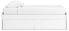 Onita White Twin Platform Youth Bed with 1 Side Storage - Ornate Home