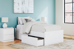 Onita White Twin Platform Youth Bed with 1 Side Storage - Ornate Home