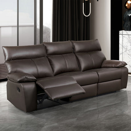 Onoria Brown Leather Match Reclining Living Room Set - Ornate Home