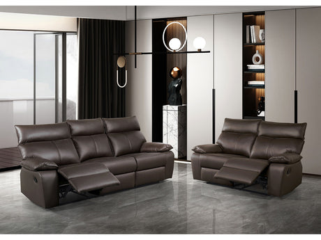 Onoria Brown Leather Match Reclining Living Room Set - Ornate Home