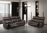 Onoria Brown Leather Match Reclining Loveseat - Ornate Home