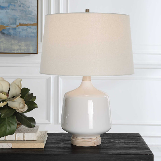 Opal Gloss White Table Lamp - Ornate Home