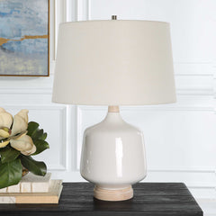 Opal Gloss White Table Lamp - Ornate Home