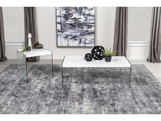 Opal White High Gloss 2-piece Coffee and End Table Set - Ornate Home