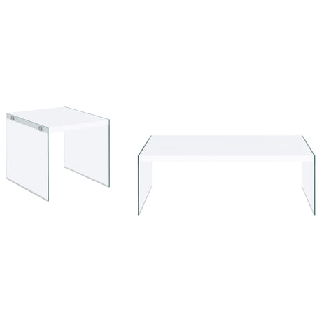 Opal White High Gloss 2-piece Coffee and End Table Set - Ornate Home