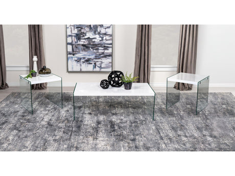 Opal White High Gloss 3-piece Coffee and End Table Set - Ornate Home