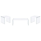 Opal White High Gloss 3-piece Coffee and End Table Set - Ornate Home