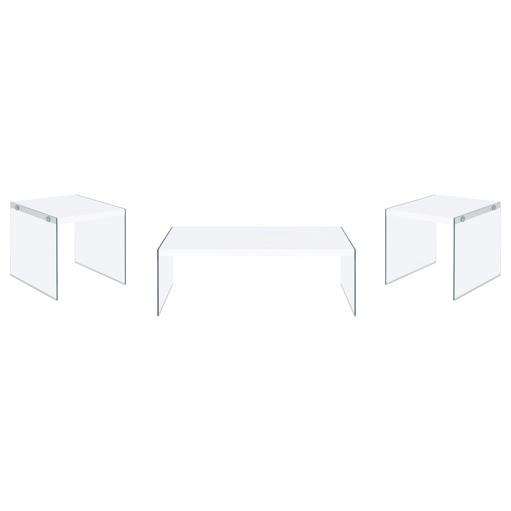 Opal White High Gloss 3-piece Coffee and End Table Set - Ornate Home