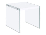 Opal White High Gloss End Table - Ornate Home