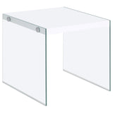 Opal White High Gloss End Table - Ornate Home