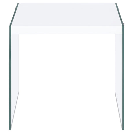 Opal White High Gloss End Table - Ornate Home