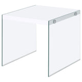 Opal White High Gloss End Table - Ornate Home