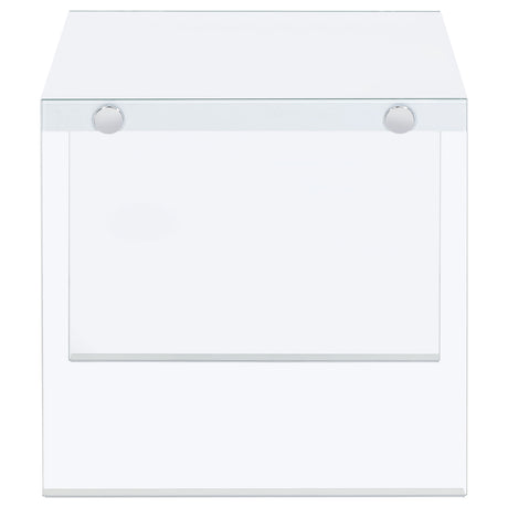 Opal White High Gloss End Table - Ornate Home