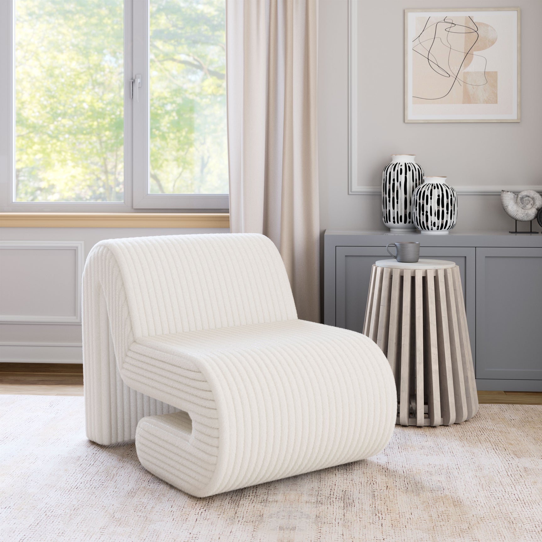 Opam White Accent Chair - Ornate Home