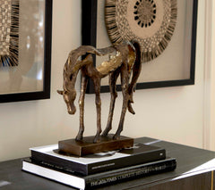 Openly Grazing Bronze/Gold Horse Sculpture - Ornate Home