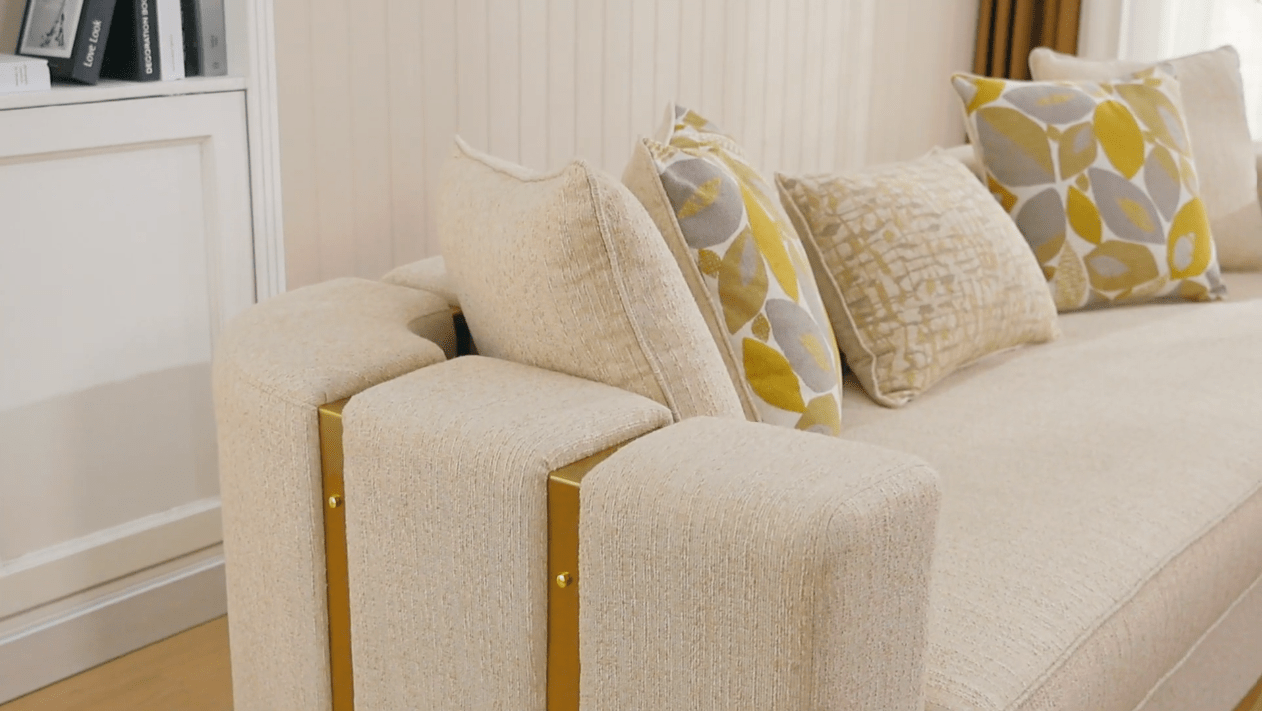 Opulent Lineage Beige/Gold Trim Sofa / HD-3183 - Ornate Home