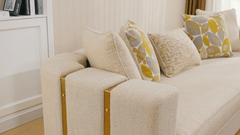 Opulent Lineage Beige/Gold Trim Sofa / HD-3183 - Ornate Home