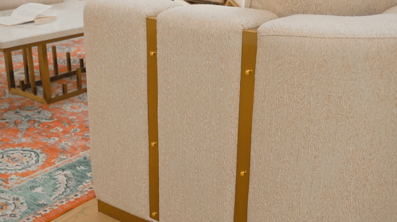 Opulent Lineage Beige/Gold Trim Sofa / HD-3183 - Ornate Home