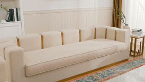 Opulent Lineage Beige/Gold Trim Sofa / HD-S3183 - Ornate Home
