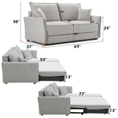 Oran Gray Chenille Sofa w/Sleeper - Ornate Home
