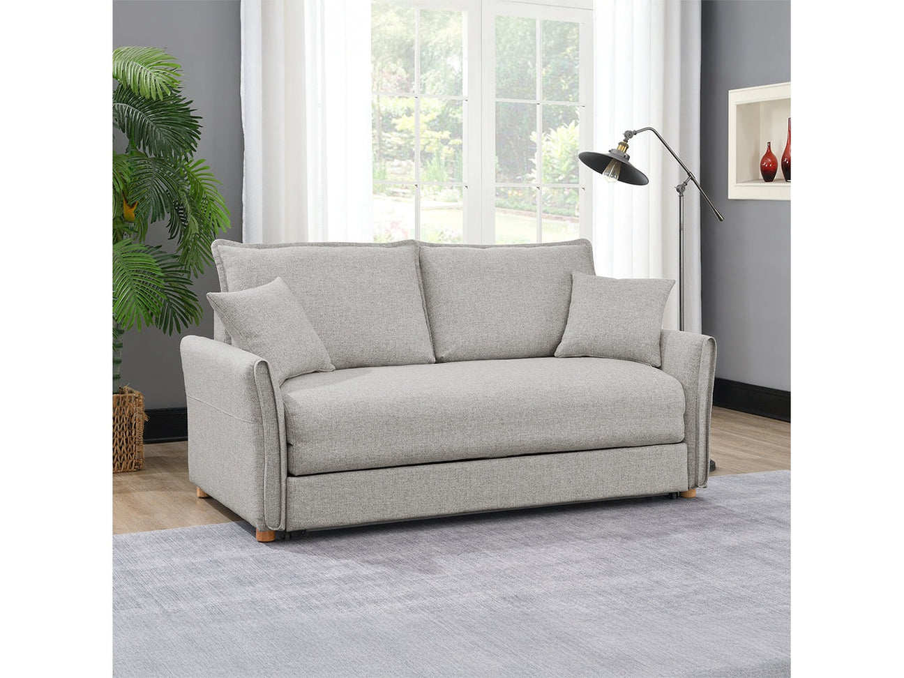 Oran Gray Chenille Sofa w/Sleeper - Ornate Home