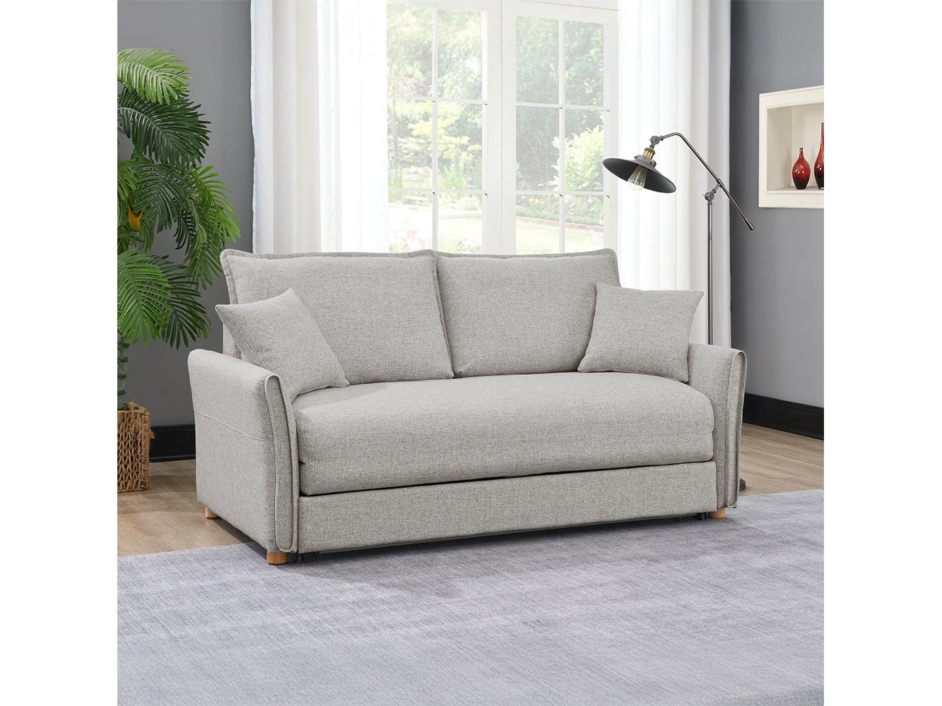 Oran Gray Chenille Sofa w/Sleeper - Ornate Home