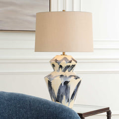 Oranda Blue/White Abstract Geometric Table Lamp - Ornate Home