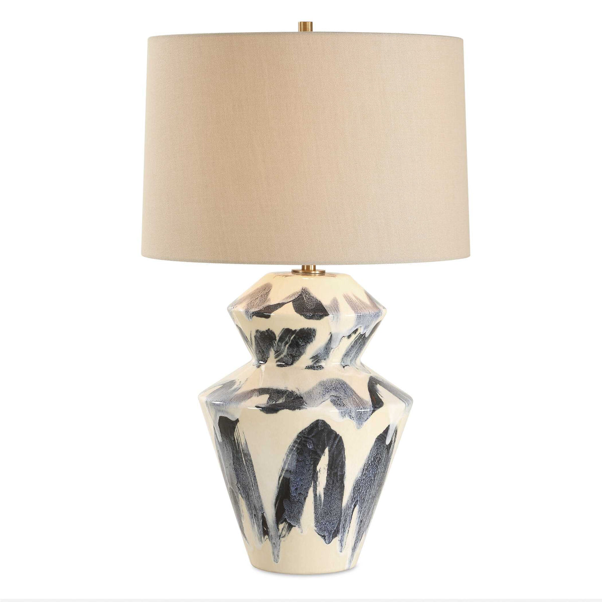 Oranda Blue/White Abstract Geometric Table Lamp - Ornate Home