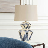 Oranda Blue/White Abstract Geometric Table Lamp - Ornate Home